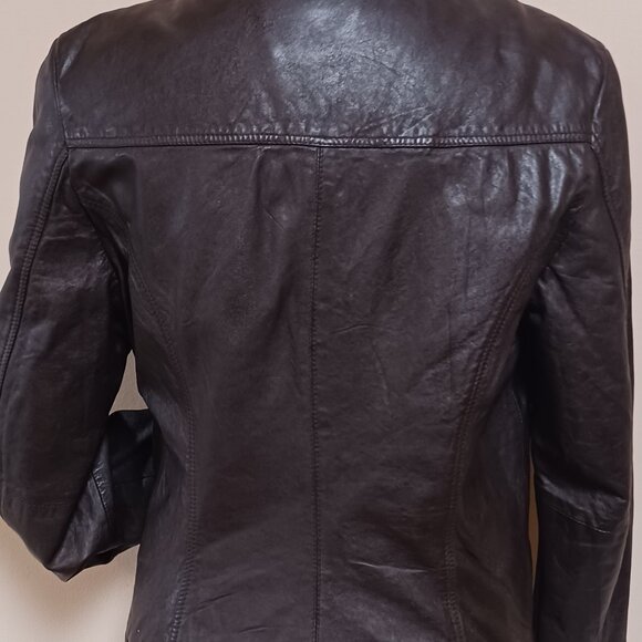 Vintage Danier Soft Dark Brown Women's Moto Style Biker Leather Jacket Size M - Picture 13 of 15